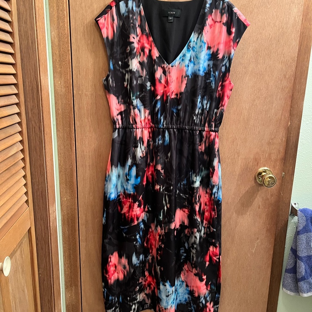 J. Crew Black, Red, and Blue Midi Dress